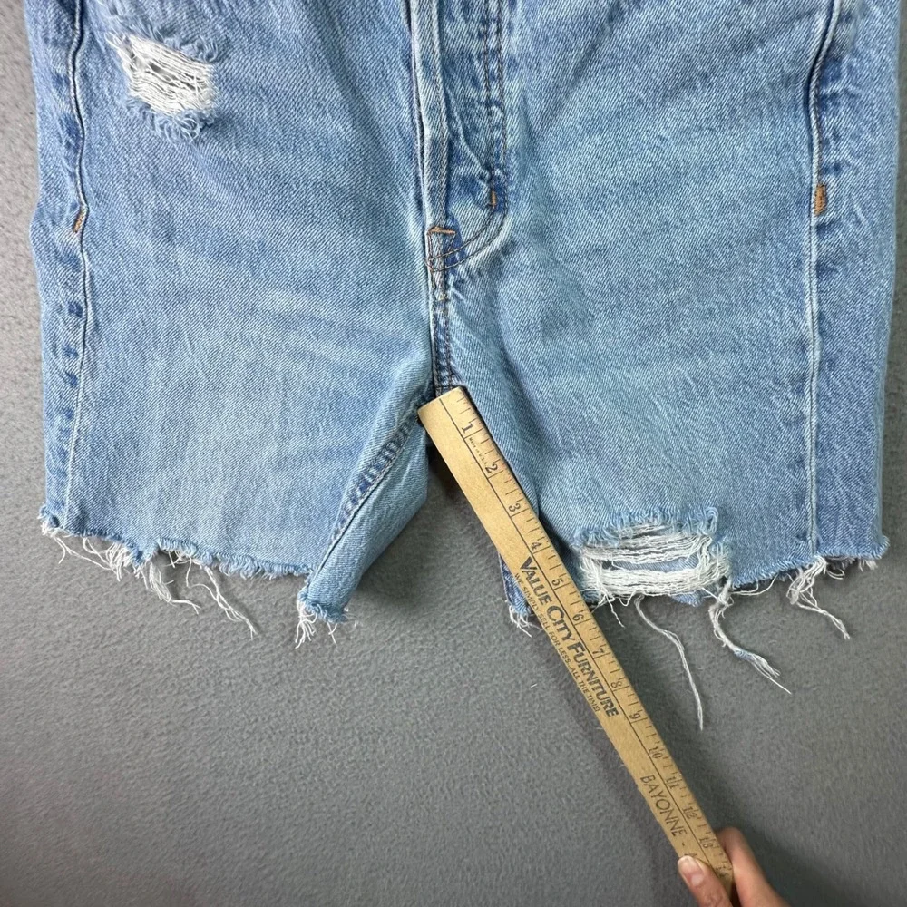 Aeropostale 90s Baggy High Rise Distressed Denim Shorts Size 000 Light Wash Blue